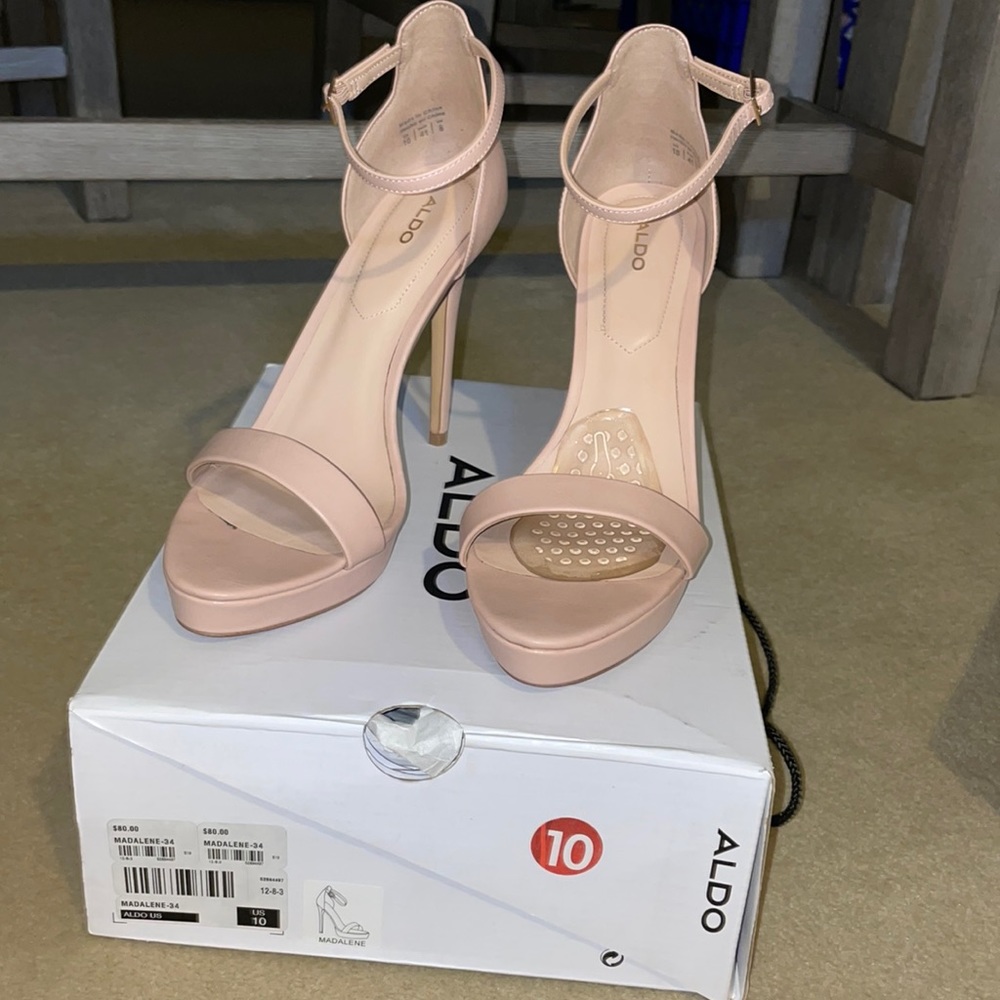 Aldo platform strappy sandals nude pink